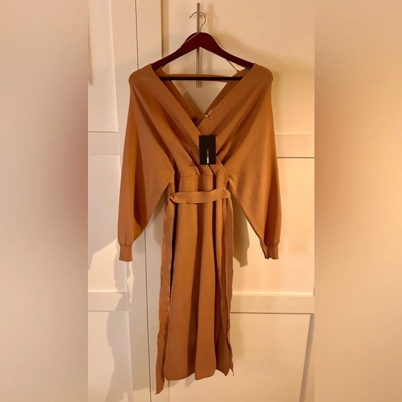Fashion Nova - Black or Tan Wrap Sweater Dresses - Picture 1 of 2